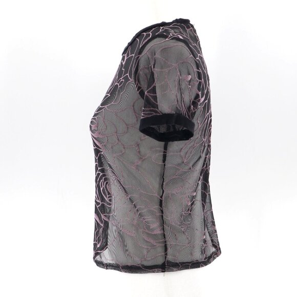 Gaze USA Sheer Mesh Tee Womens S Black 90s Vtg Grunge Y2K Emo Feminine Alt Dark - Picture 2 of 10